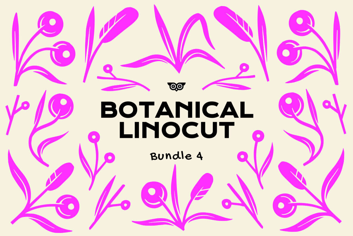 Download Botanical Linocut Bundle 4 Graphics