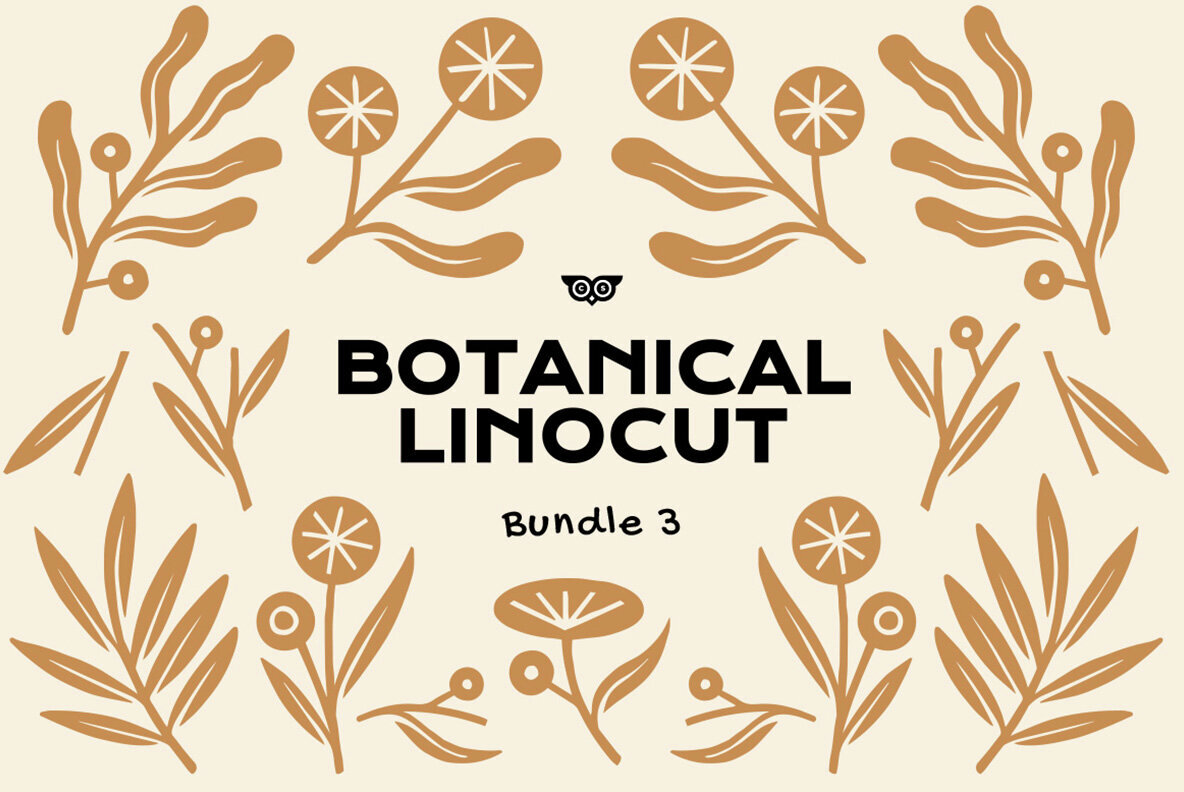 Download Botanical Linocut Bundle 3 Graphics