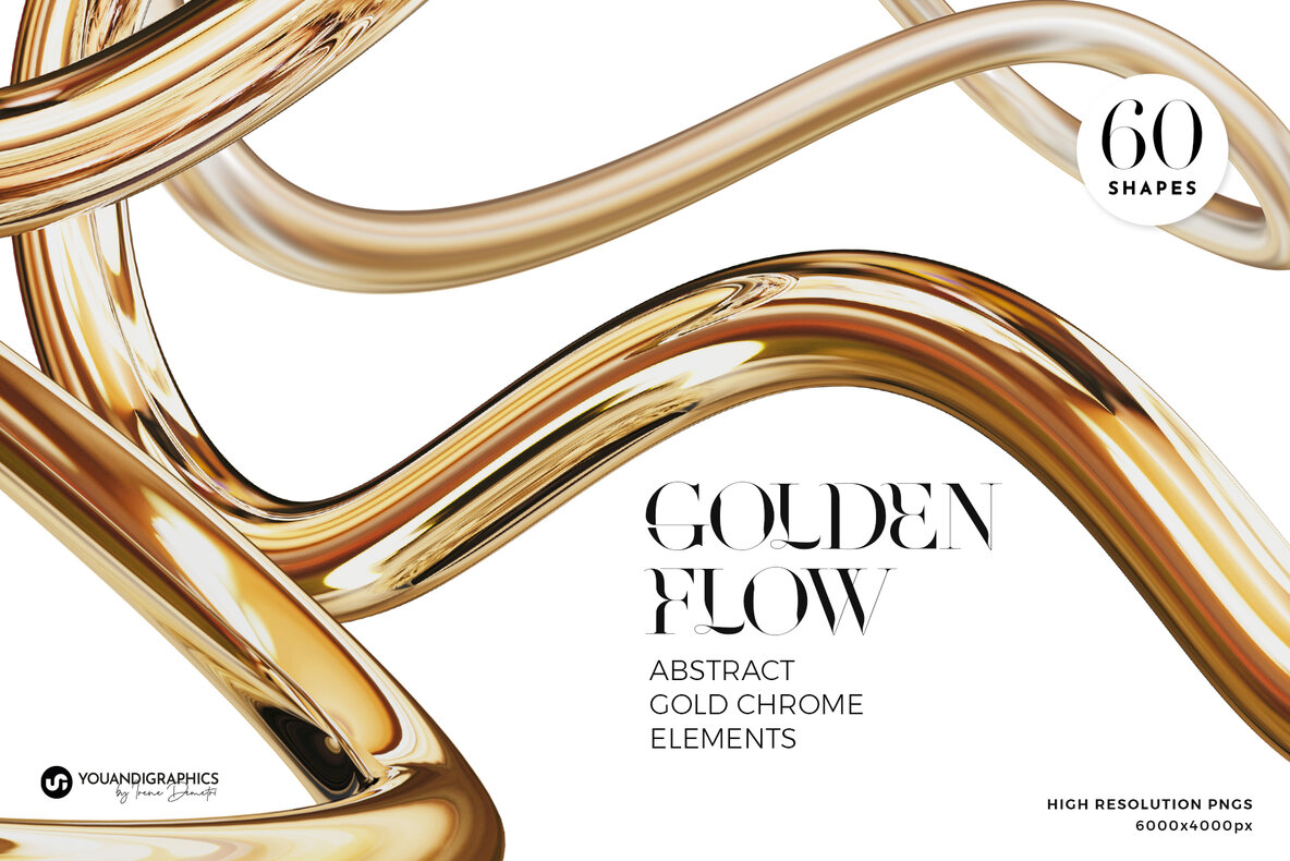 Download Golden Flow Abstract 3D Elements Graphics