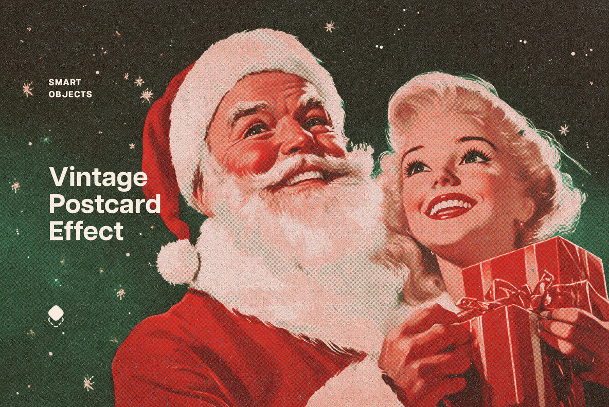 Download Vintage Christmas Postcard Photo Effect Graphics