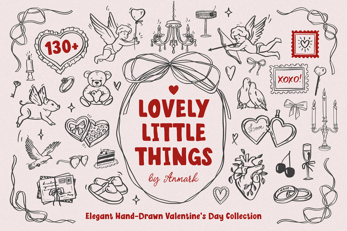 Download Lovely Little Things Hand Drawn Valentines Illustrations Graphics