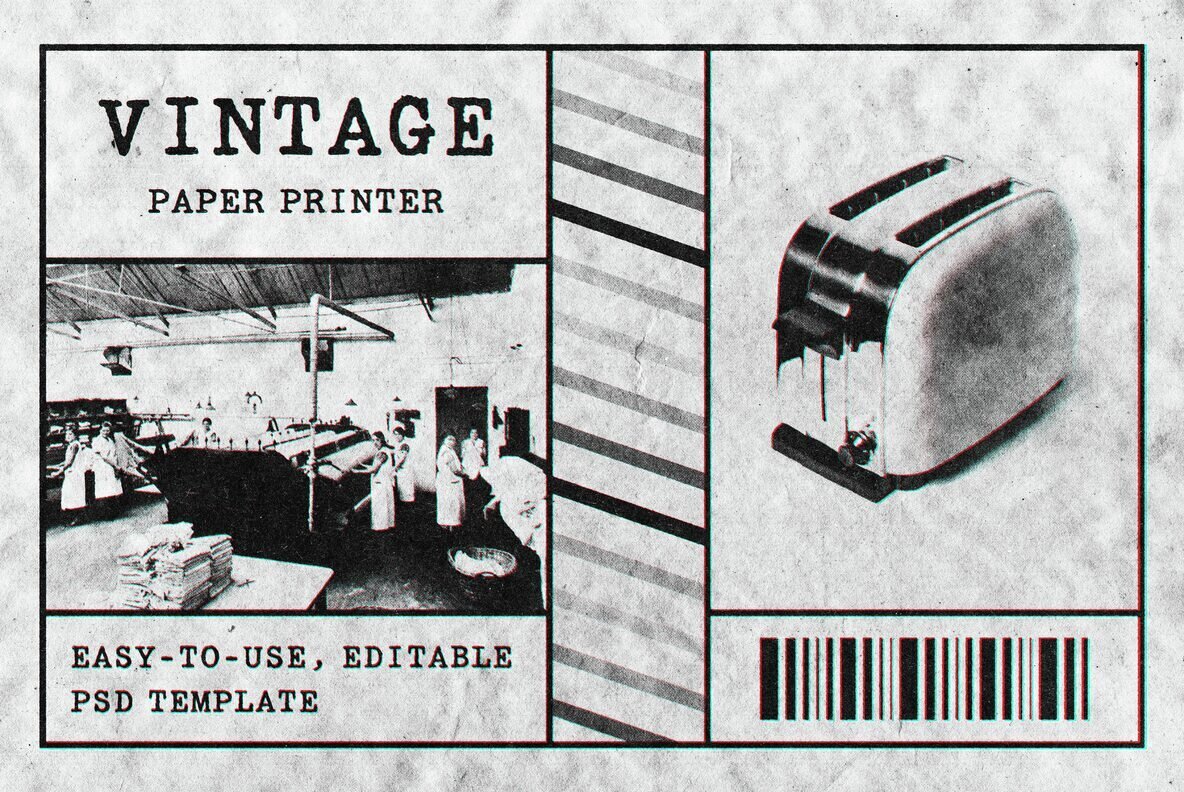 Download Vintage Paper Printer Design Effect Graphics - Image 1